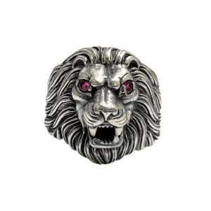 Oxidised Silver Lion Ring