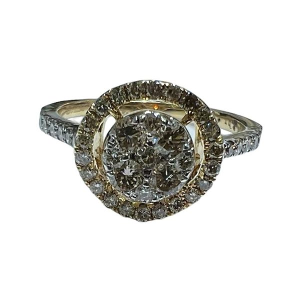 14Kt Yellow Gold Diamond Studed Cocktail Ring