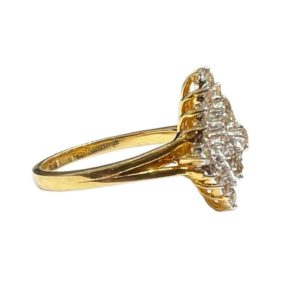 14Kt Yellow Gold Square Diamond Studed Ring