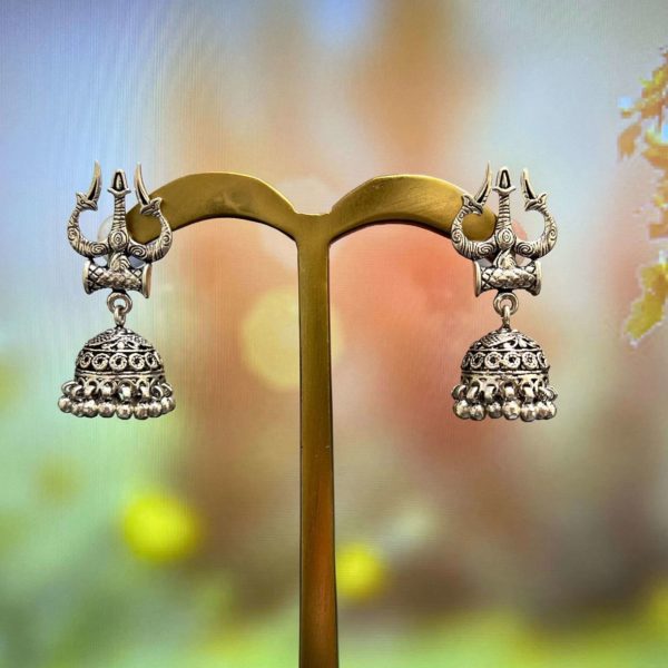 Silver Trishul Jhumki Earring