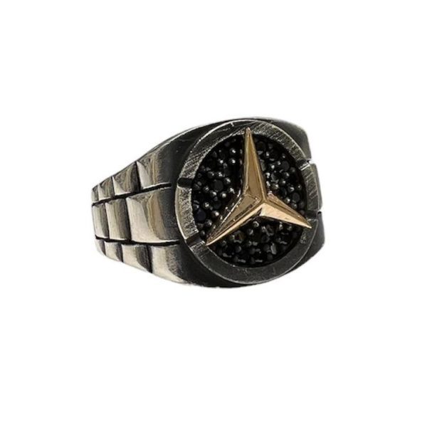 Silver Mercedes Benz Logo Ring For Men's