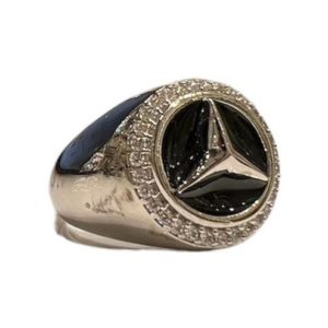 925 Sterling Silver Mercedes Logo Ring