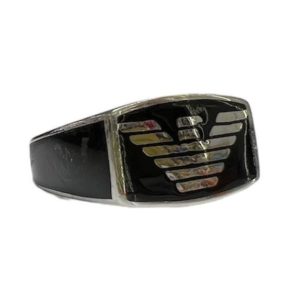 Sterling Silver Black Gold Mercedes Logo Ring Sterling Silver Black Gold Mercedes Logo Ring