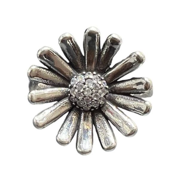 Oxidised Silver Flower Blossom Ring