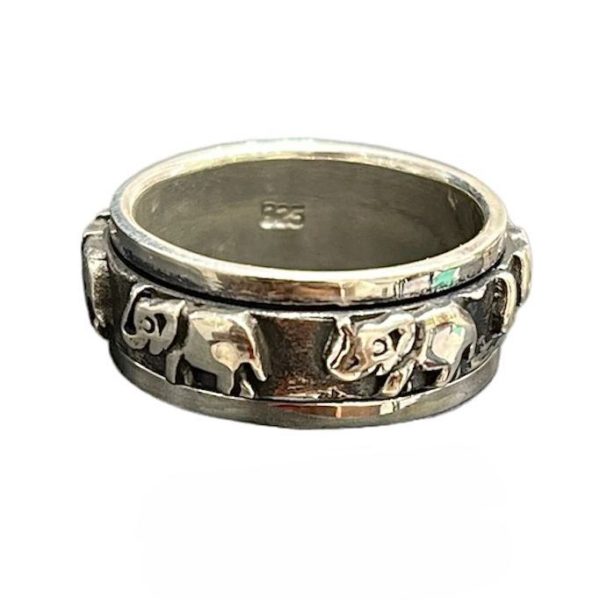 Oxidised Silver Elephant Engraved Band