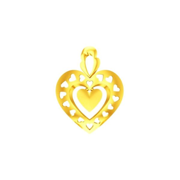 Falling Heart Gold Pendant Set