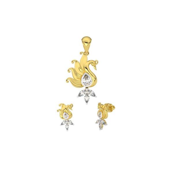 Peacock Style Gold Pendant Set