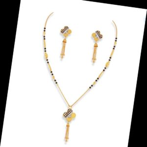 Yellow Gold Mangalsutra Earring Set