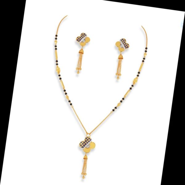 Yellow Gold Mangalsutra Earring Set