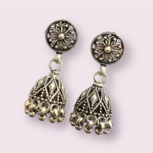 Rani Special 925 Silver Oxidise Jhumka