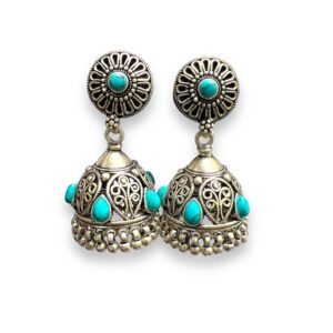 Intricate Chozha 925 Silver Oxo Jhumki