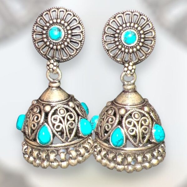 Intricate Chozha 925 Silver Oxo Jhumki