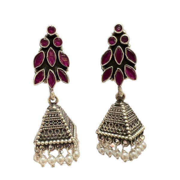Triangular Kundan 925 Silver Oxo Jhumka