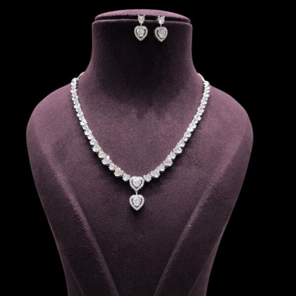 Forever Heart 925 Silver Necklace Set