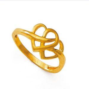 Row Of Heart Gold Ring