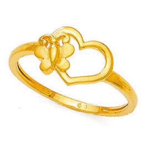 Heart Butterfly Gold Ring