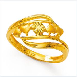 Mat Heart Flower Gold Ring