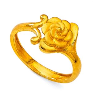 22Kt Yellow Gold Rose Flower Ring