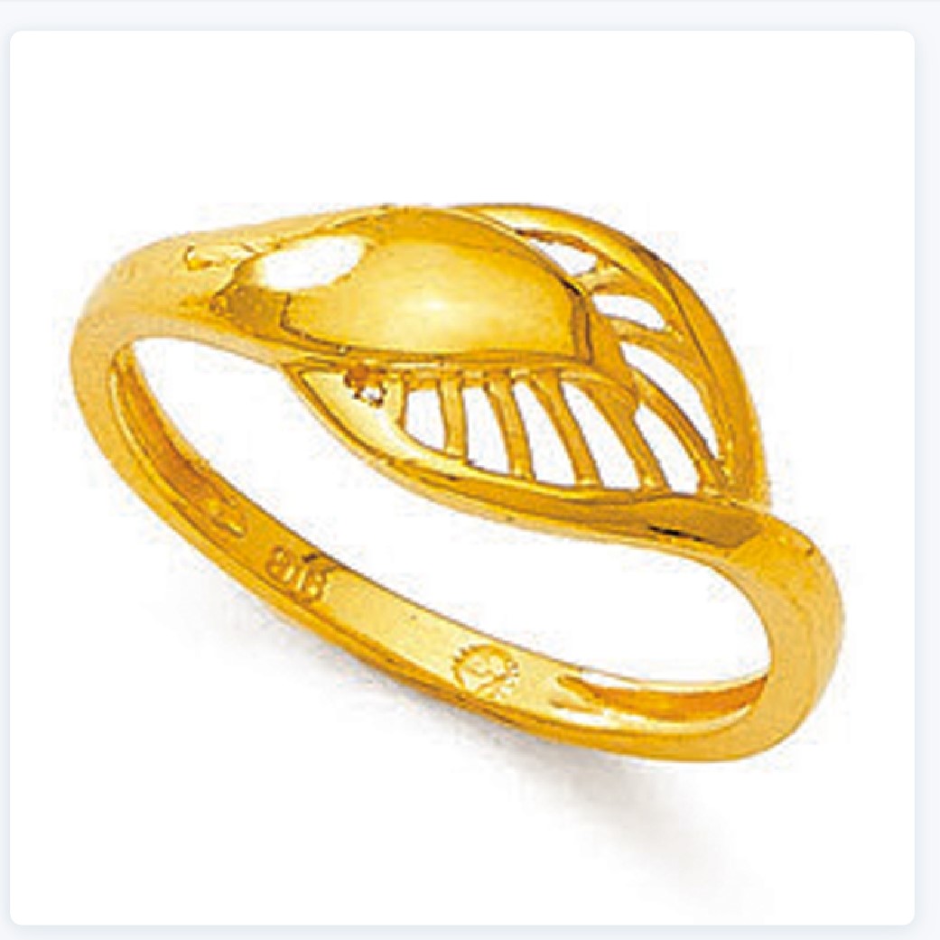 Rings | Ring - 2 Finger Golden Leaf Ring With Stones | Freeup