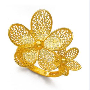 Twin Flower Gold Ring