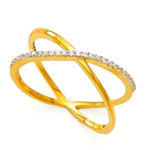 Dazzle Circle Stone Studded Gold Ring