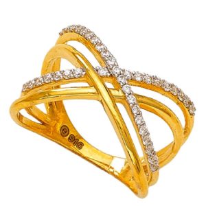 Dazzle Circle Stone Studded Gold Ring