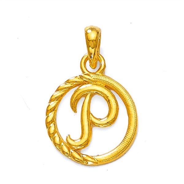 Designer P Initial Gold Pendant