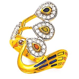 Colorful Mayur Gold Ring