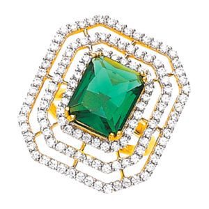 Square Green Stone Gold Ring