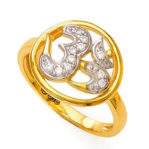 Sparkling Religious Gold Om Ring