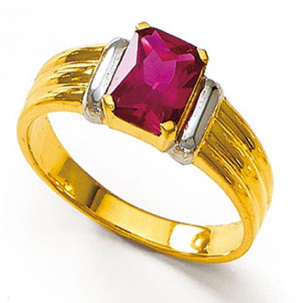 Square Red Stone Gold Ring