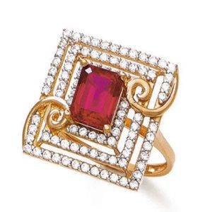 Square Red Stone Gold Ring