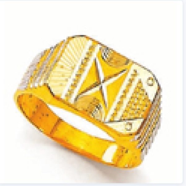 Cross Cut Yellow Gold Ring