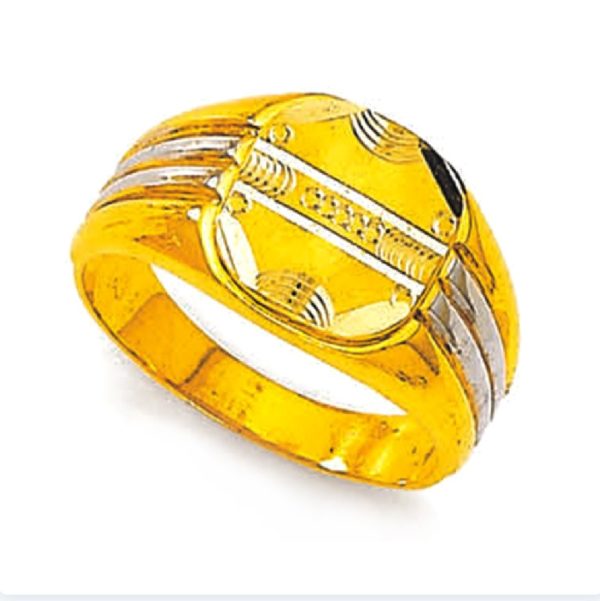 Oval Cross Track Gold Ring