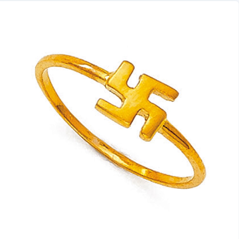 Sleek Swastik Yellow Gold Ring | SEHGAL GOLD ORNAMENTS PVT. LTD.