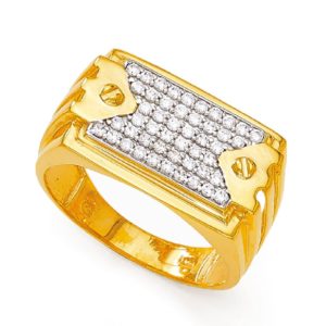 Geometric Gents Gold Ring