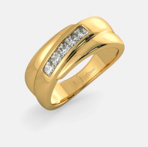 14K Yellow Gold Diamond Twist Stackable Ring