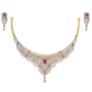 Ruby Geners Gold Necklace Set