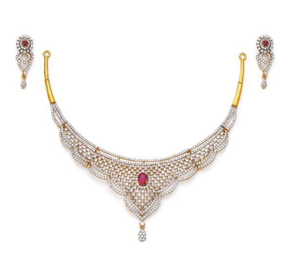 Ruby Geners Gold Necklace Set