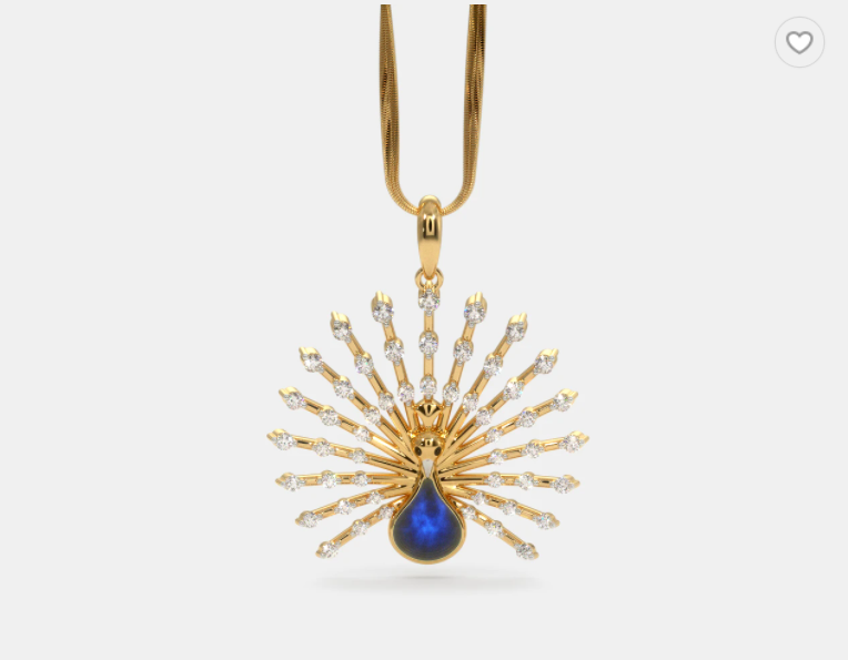 Sapphire Virgo Feather Pendant Necklace with Diamonds – Angara India