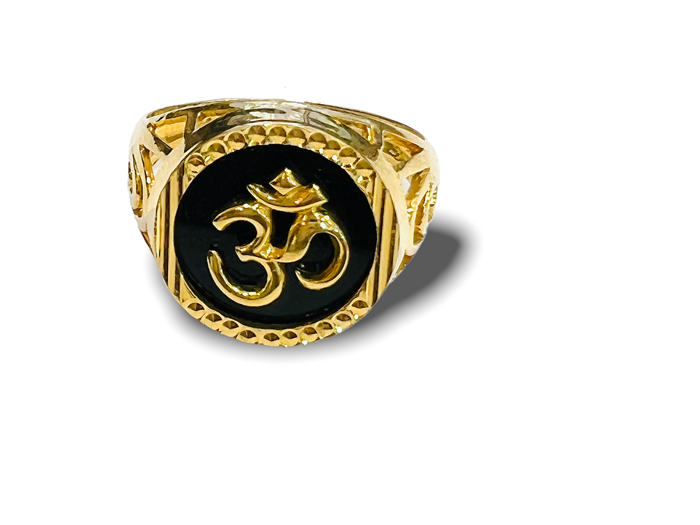 Men's 14k White Gold Textured Band Hindu Om (Aum) Yoga Ring (Size  4)|Amazon.com