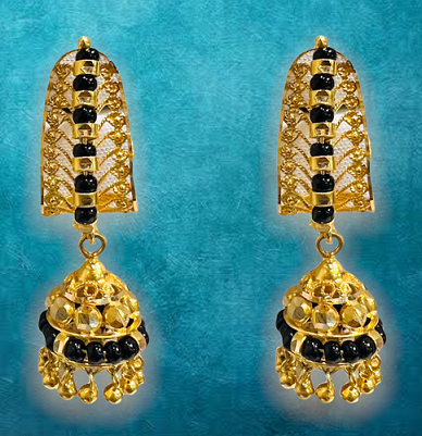 Dangling Black Beads Gold Earrings 22 Karat – aabhushan Jewelers