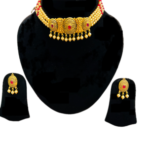 Shrividya Antique Gold Necklace Set