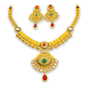 Queenly Antique Gold Necklace Set