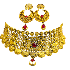 Ancient floral antique gold necklace set
