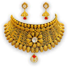 Ancient Floral Antique Gold Necklace Set