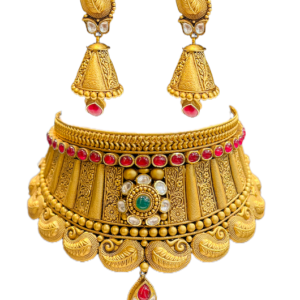 Nisha Floral Antique Gold Necklace Set