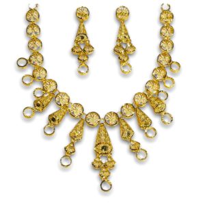 Ring drops gold necklace set