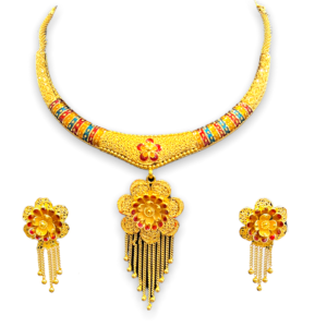 Aarunya floral gold necklace set