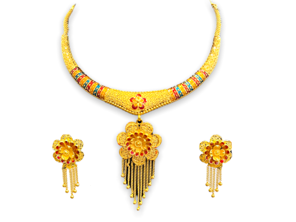 Aarunya Floral Gold Necklace Set